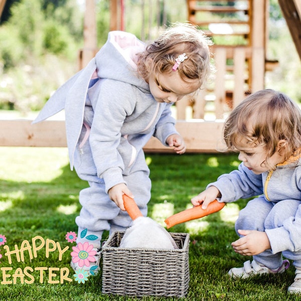 Ensemble pour enfants, tenue de jardin d'enfants, grenouillère drôle pour bébé, sweat à capuche avec oreilles