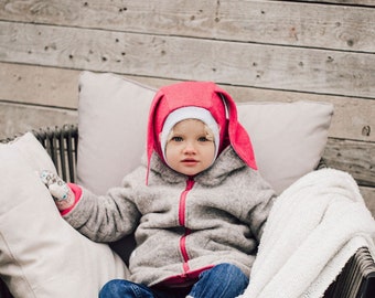 Newborn winter hat, Bunny ears cosplay Hood, baby balaclava wool, Hood Helmet