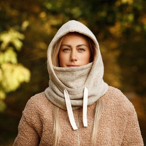 Handmade Wool Balaclava: Trendy Winter Hood with Cotton Lining