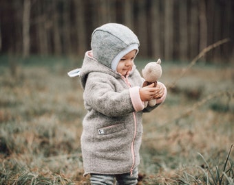 Hooded Coat with Realistic Fox Ears, Boiled Wool Coat, Hoodie with Ears