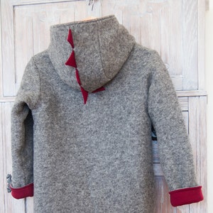 Drachen Hoodie für Kleinkinder, Handgemachter Wollmantel mit Kapuze, Winterjacke für Kinder