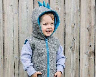 Boys Waistcoat, Wool Waistcoat, Dragon Hoodie, Sleeveless Coat