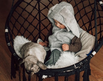 Baby Wool Hoodie, Animal Hood for Girl, Hooded Wool Waistcoat For Kids, Baby Boys Bunny Ears Hoodie