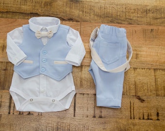 Ring Bearer Suit, Boys Formal Wear, Boy Baptism Outfit, Boys Linen Suit