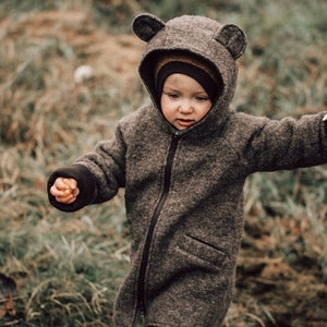 Hooded Coat with Bear Ears, Boiled Wool Coat, Hoodie with Ears image 3