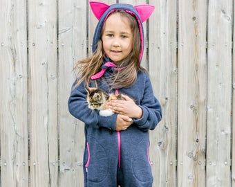 Cat Ear Hoodie, Cotton Jumpsuit, Harem Romper, Hoodie With Ears