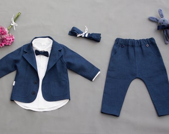Traje de lino para bebé: boda, bautizo, traje de portador de anillos