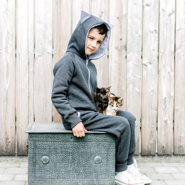 Combinaison à manches longues, chat oreille Sweat à capuche, vêtements de bébé garçon, bébé fille Sweat à capuche avec oreilles