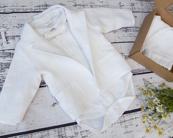 Baby Wedding Outfit, Ring Bearer Outfit, Boys Baptism Outfit, Boys Linen Suit