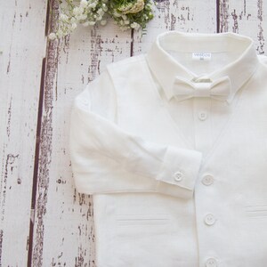 Baby Wedding Outfit, Ring Bearer Outfit, Boys Baptism Outfit, Boys Linen Suit image 4