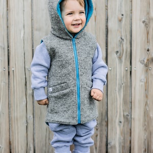 Boys Grey Hooded Waistcoat