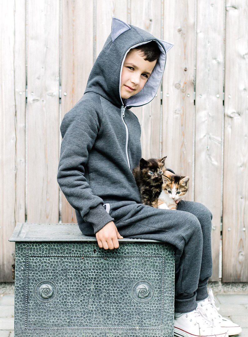 Long Sleeve Jumpsuit Cat Ear Hoodie Baby Boy Clothes Baby Etsy