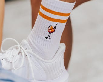 Embroidered Aperol Spritz Socks – Fun Cocktail Gift for Him