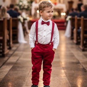 Traje de lino para portar anillos, traje de boda para paje, traje de bautizo, ropa formal para niños pequeños, traje de boda rústico bohemio para niños imagen 2