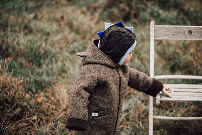 Hooded Coat with Bear Ears, Boiled Wool Coat, Hoodie with Ears image 10