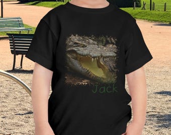 Personalized Toddler Alligator Tee, child custom tshirt Cute Kids Shirt  Gift for Boys Toddler Birthday Outfit, Summer Apparel