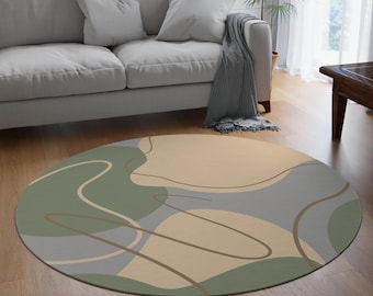 Tappeto rotondo in stile boho per spazi accoglienti, decorazione per il soggiorno, complemento d'arredo per la camera da letto, decorazione per la casa, tappeto moderno, tappeto per interni.