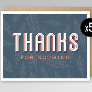 Bedankt voor Nothing Card Set w / Enveloppen (5-Pack)