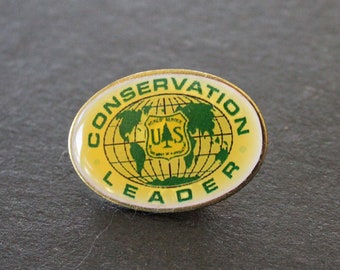 Zeldzame US Forest Service Conservation Leader Pin - Emaille / Messing - Vintage