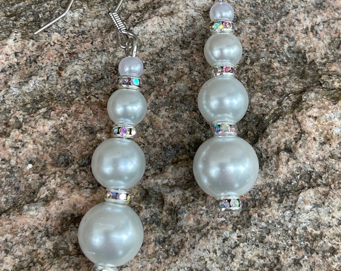 Triple Pearl Bead Earrings | Pear Bead Earrings