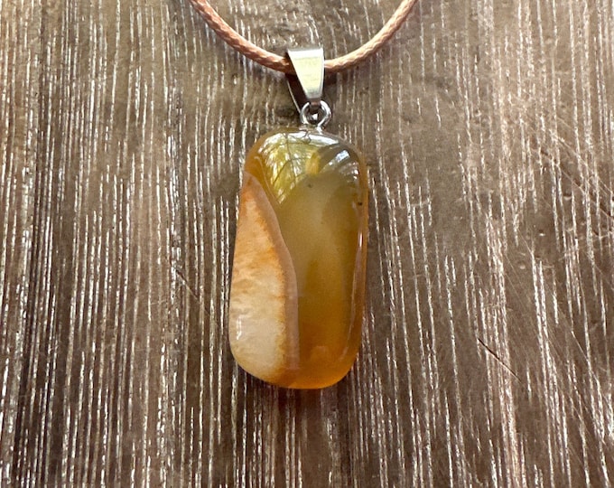 Green Agate Pendant Necklace | Rectangle Pendant