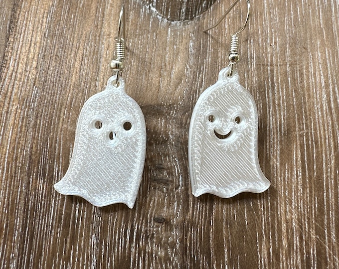 White Ghost Earrings | 3D Printed Ghost Earrings