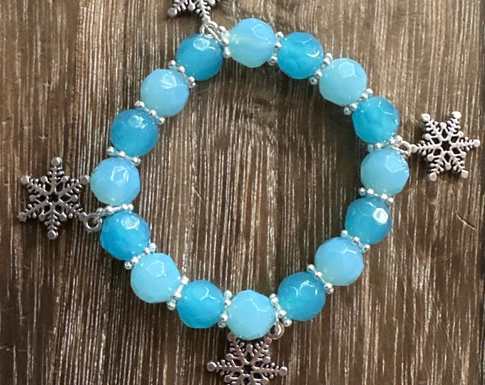 Blue Bead & Snowflake Bracelet