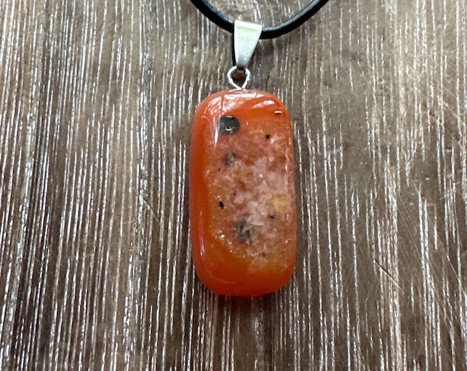 Orange Agate Rectangle Pendant Necklace | Agate Pendant Necklace