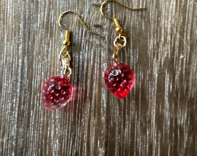 Red Strawberry Glass Earrings