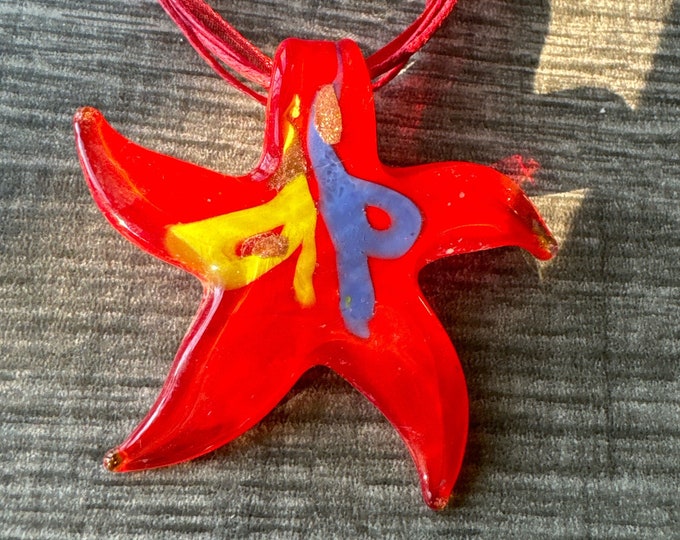 Red Starfish Pendant | Lampwork Glass Starfish | Starfish Pendant Necklace
