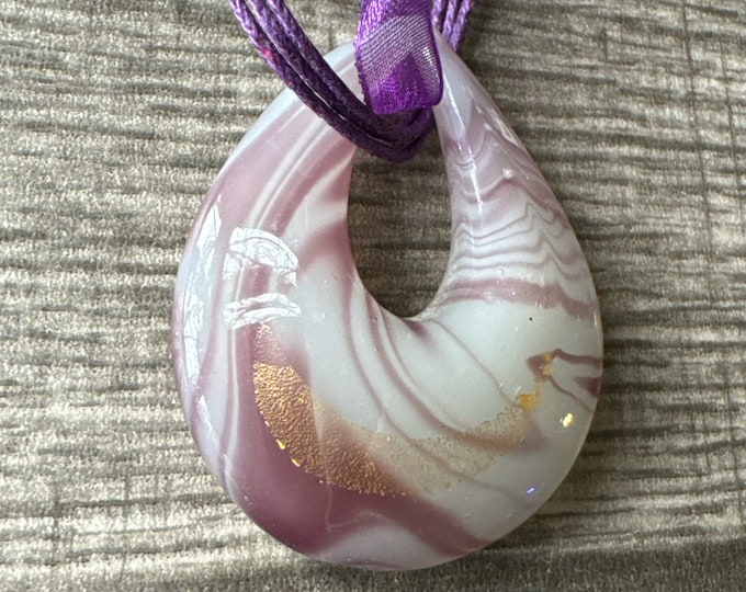 White/Purple Teardrop Pendant | Teardrop Pendant Necklace