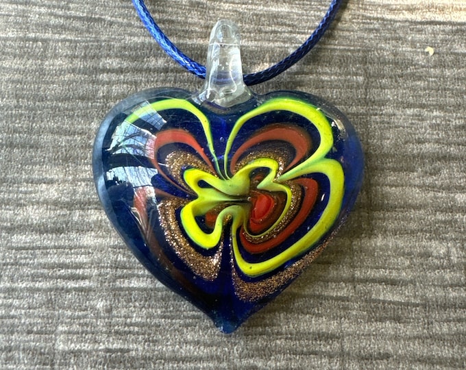 Multi-Color Glass Heart Pendant | Heart Pendant Necklace