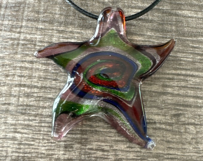 Multi-Color LampWork Starfish | Starfish Pendant Necklace