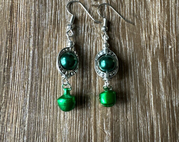 Green Bell Earrings