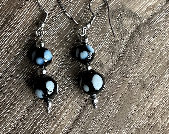 Black/White Lampwork Earrings