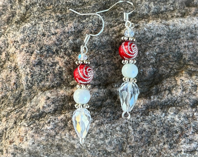 Red Swirl Dangle Earrings