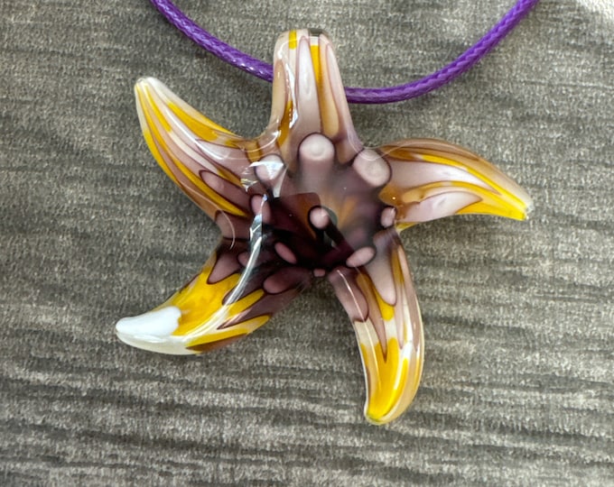 Purple Flower Starfish | Glass Flower Starfish | Starfish Pendant Necklace | Starfish Jewelry