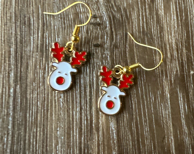 White Reindeer Earrings