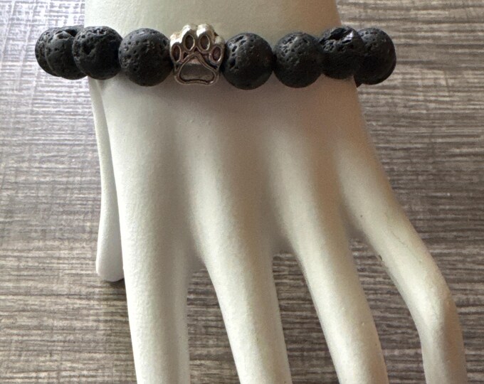 Lava Bead Paw Stretch Bracelet