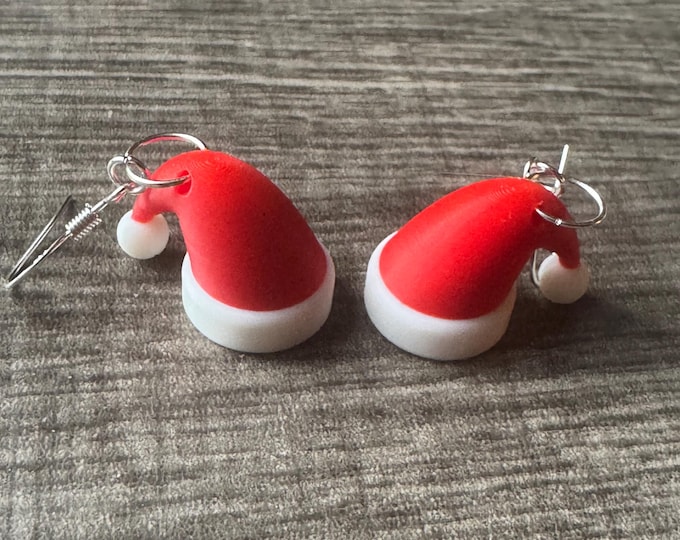 Santa Hat Earrings | 3D Printed