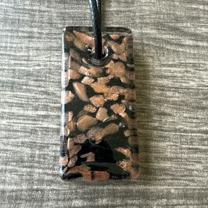 Black Rectangle Pendant | Lampwork Glass Rectangle | Rectangle Pendant Necklace