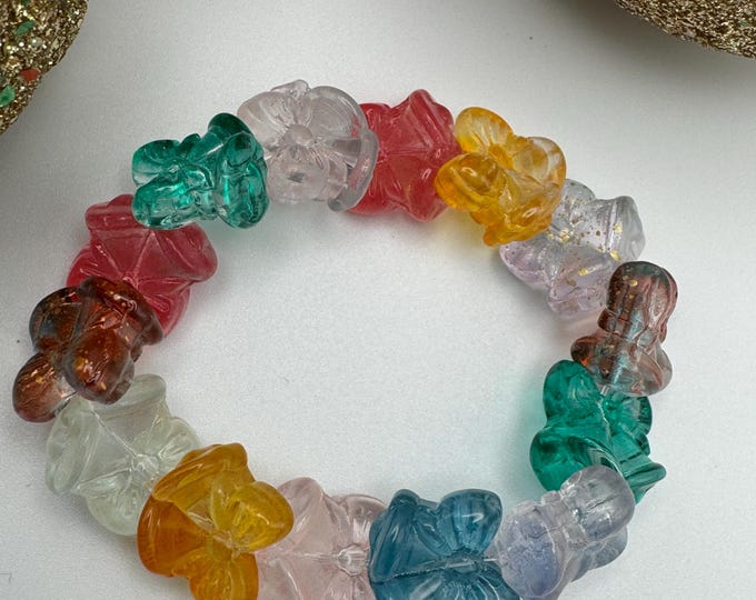 Christmas Lampwork Glass Bow Bracelet