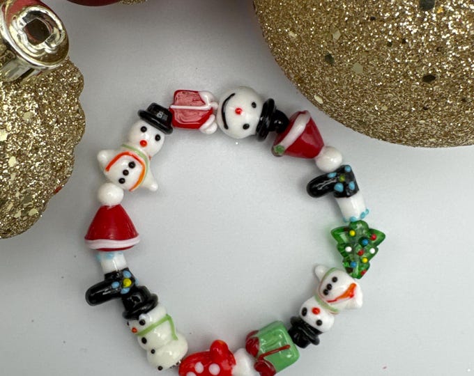 Christmas Lampwork Bracelet | Lampwork Glass Bracelet