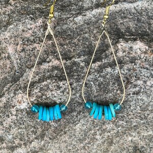 Blue Shell Teardrop Hoop Earrings | Shell Hoop Earrings