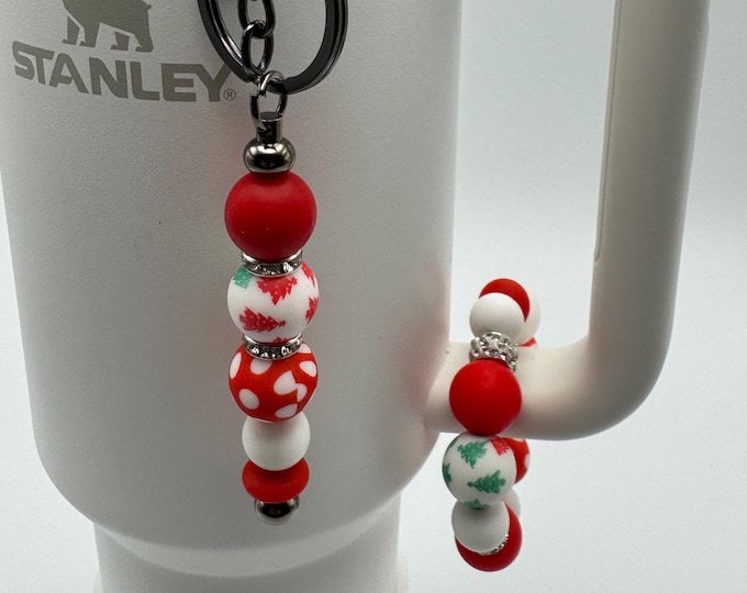Christmas Tree Tumbler Handle Bracelet | Stanley Cup Accessories | Cup Handle Bracelet | Christmas  Straw Charm/Purse Charm
