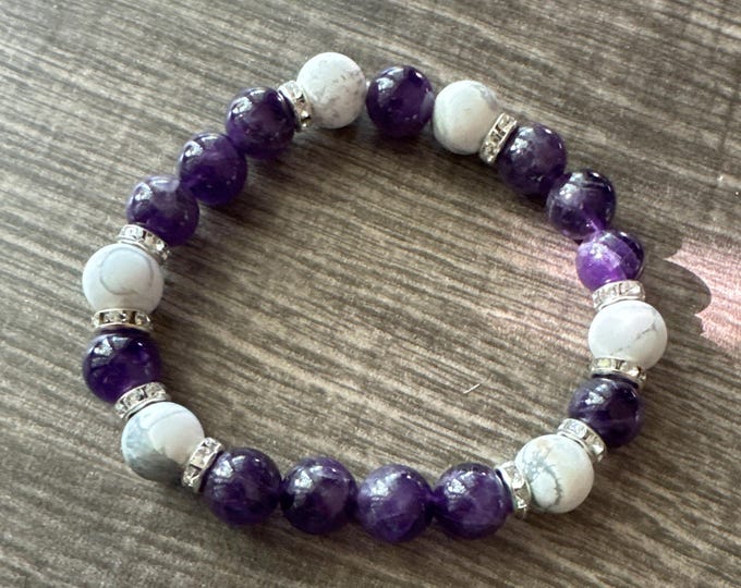 Howlite & Deep Amethyst Bracelet