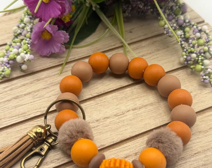 Flower Wristlet/Keychain | Orange Flower Wristlet | Flower Key Chain