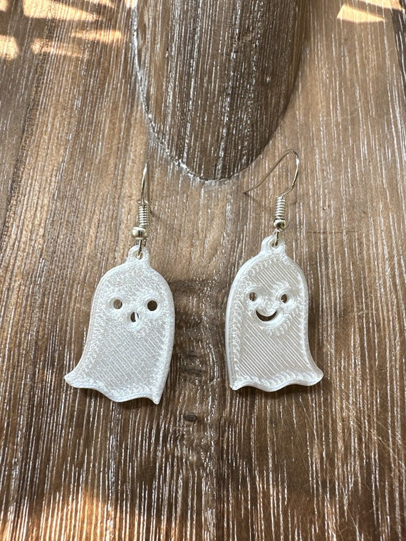 White Ghost Earrings | 3D Printed Ghost Earrings
