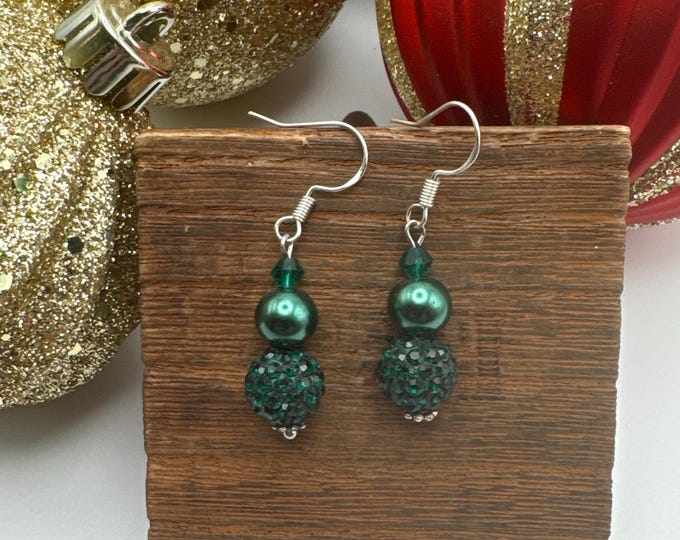 Green Crystal Pave Earrings