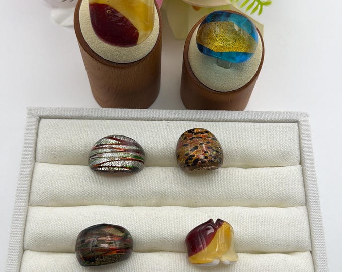 Size 5 1/4 - Lampwork Glass Rings | Assorted Glass Rings | Murano Glass Inspired Glass Rings